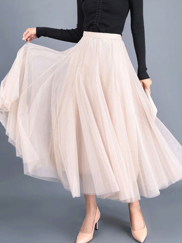 Airchics Jupe Mi-longue Taille Haute Avec Ourlet Large Jupe Trapèze